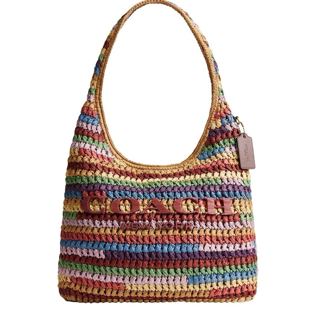 Coach Brooklyn Large Multi Straw Shoulder Bag 34